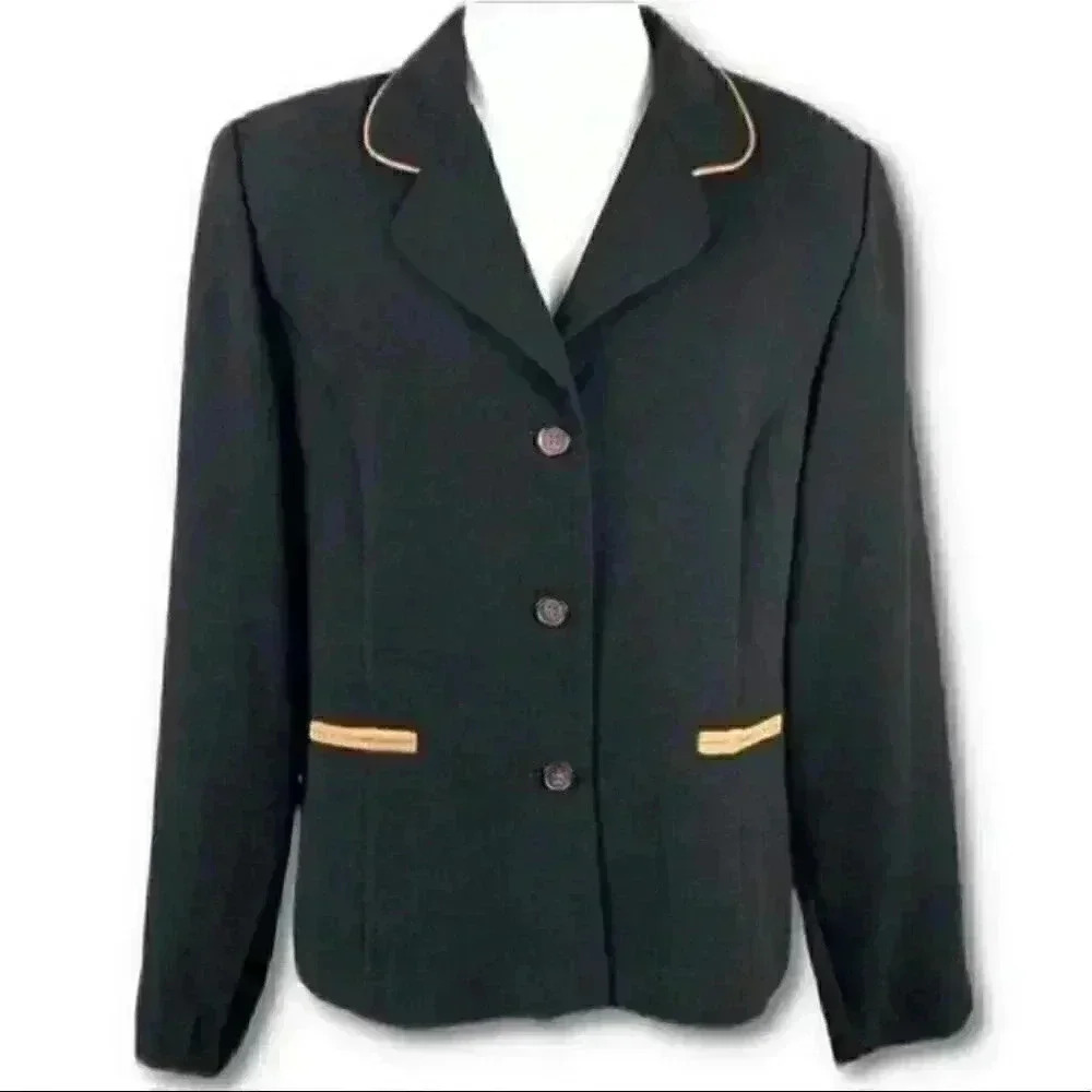 New Studio I womens blazer sz 12 black tan jacket